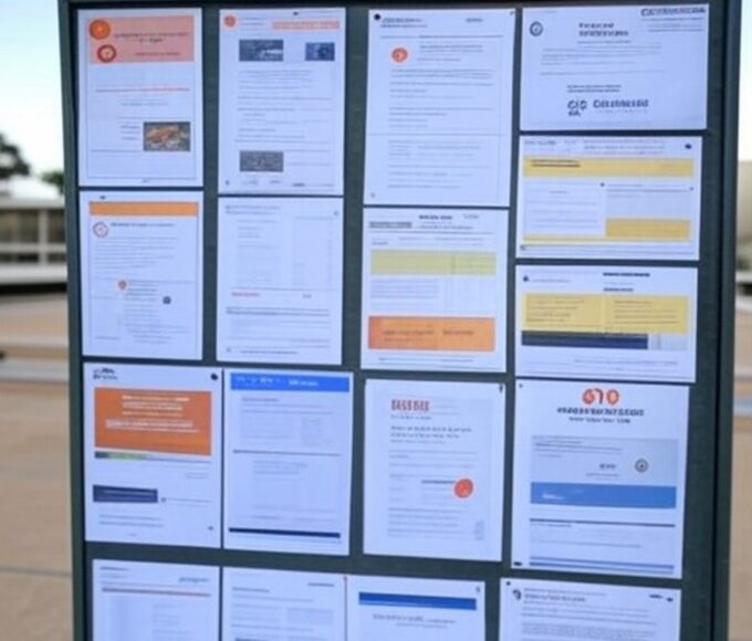 Quadro de avisos com anúncios de vagas de emprego em Brasília, Distrito Federal.