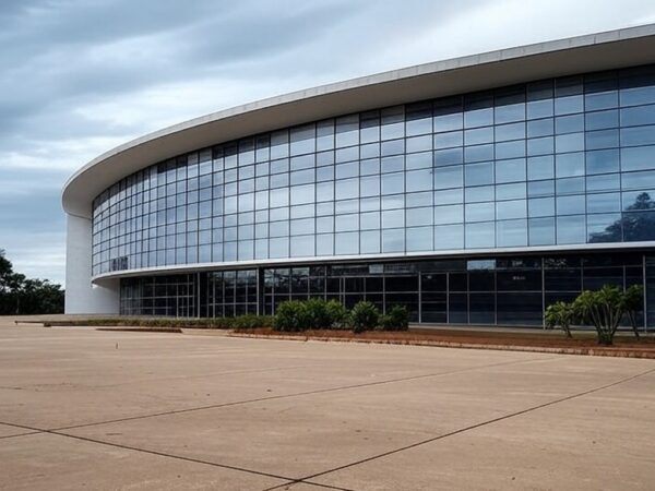Prédio governamental em Brasília com portas fechadas, representando folga de servidores e ineficiência pública.
