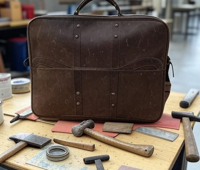 Carteiras escolares sendo reformadas em oficina de penitenciária no DF para ressocialização de reeducandos.