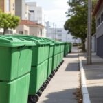 Novos contêineres de lixo instalados em rua de Guará, DF, para reforçar limpeza urbana.