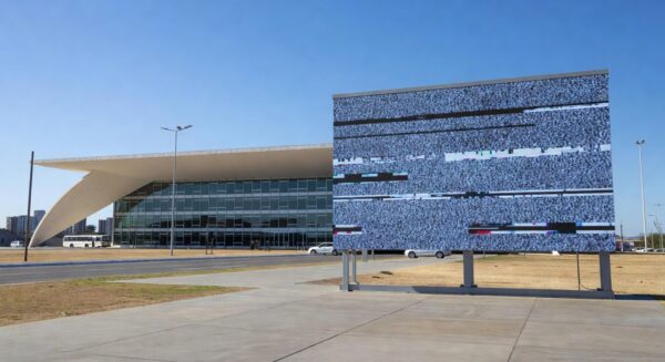 Sala de plenário vazia da CLDF em Brasília, com desordem simbolizando ineficiência em debates urgentes.