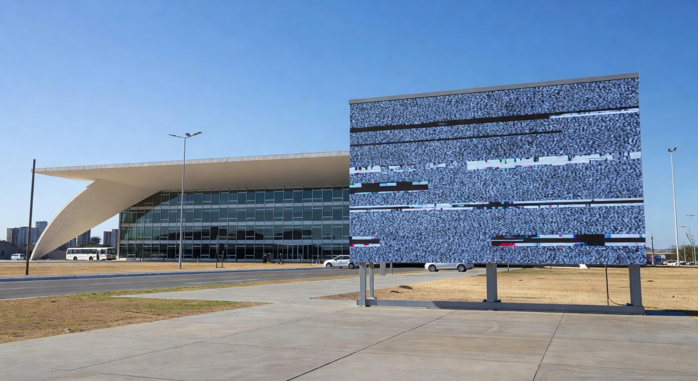 Sala de plenário vazia da CLDF em Brasília, com desordem simbolizando ineficiência em debates urgentes.