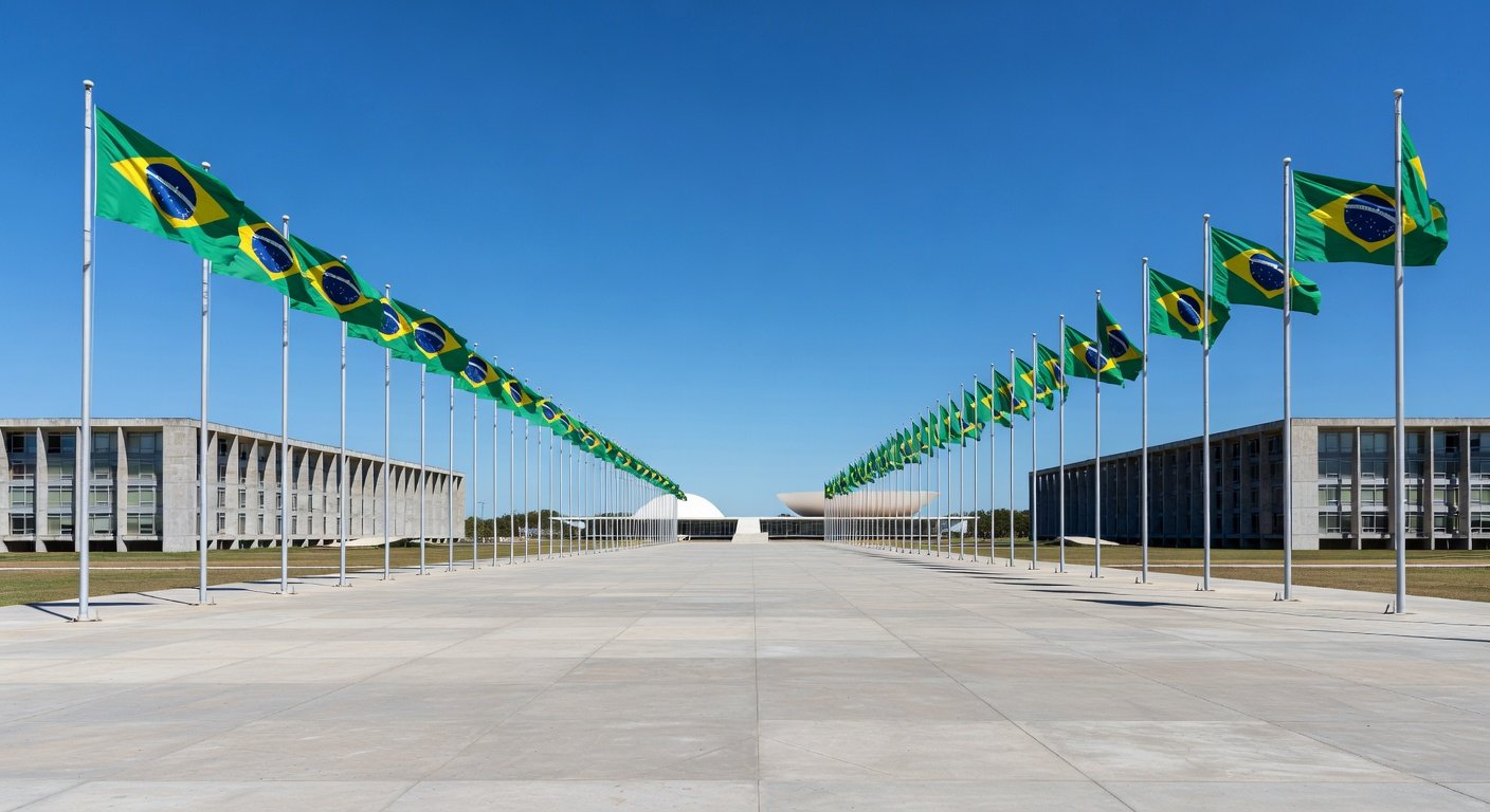 Imagem da Esplanada dos Ministérios e Congresso Nacional em Brasília, representando unificação política no DF.