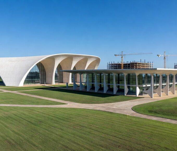 Campus universitário em Brasília, Distrito Federal, ilustrando o aumento de 77% em matrículas no ensino superior público com expansão da UnDF.