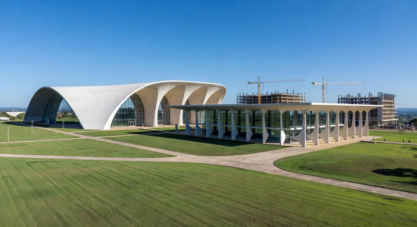 Campus universitário em Brasília, Distrito Federal, ilustrando o aumento de 77% em matrículas no ensino superior público com expansão da UnDF.