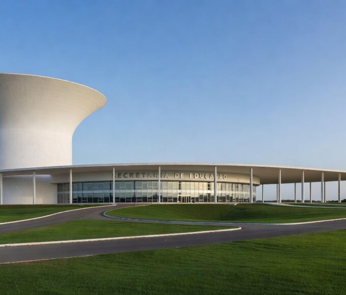 Edifício da Secretaria de Educação no DF, Brasília, representando investigação sobre irregularidades.