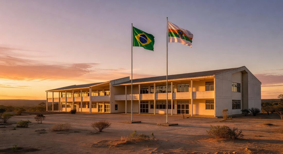 Escola pública em Brasília simbolizando parceria para combater violência nas escolas.