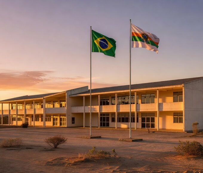 Escola pública em Brasília simbolizando parceria para combater violência nas escolas.