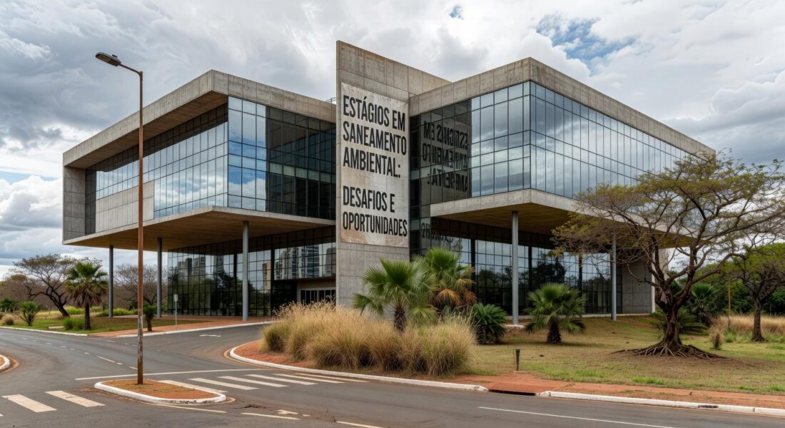 Laptop com site da Caesb exibindo inscrições para estágios no DF, relógio indicando prazo curto e barreiras online frustrando jovens.