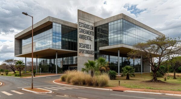 Laptop com site da Caesb exibindo inscrições para estágios no DF, relógio indicando prazo curto e barreiras online frustrando jovens.