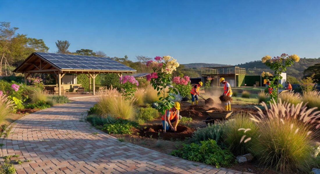 Obras sustentáveis no Parque do Recanto das Emas, DF, com trilhas ecológicas e compensação florestal no Cerrado.