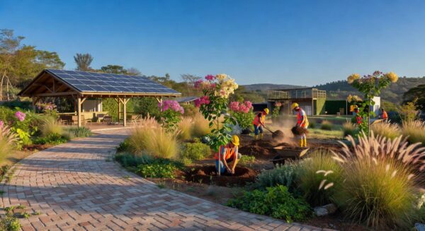 Obras sustentáveis no Parque do Recanto das Emas, DF, com trilhas ecológicas e compensação florestal no Cerrado.