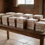 Pilhas de caixas de chocolate doadas para Páscoa a crianças vulneráveis em Brasília, parceria Jornal de Brasília e rede Dona.