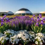 Jardim florido em Brasília representando o Programa Viva Flor, que zera feminicídios e protege mulheres no DF.