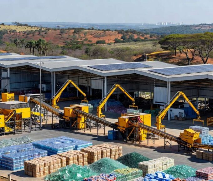 Usina de resíduos do SLU em Brasília durante visita técnica para capacitação em gestão sustentável pelo Instituto Brasília Ambiental.