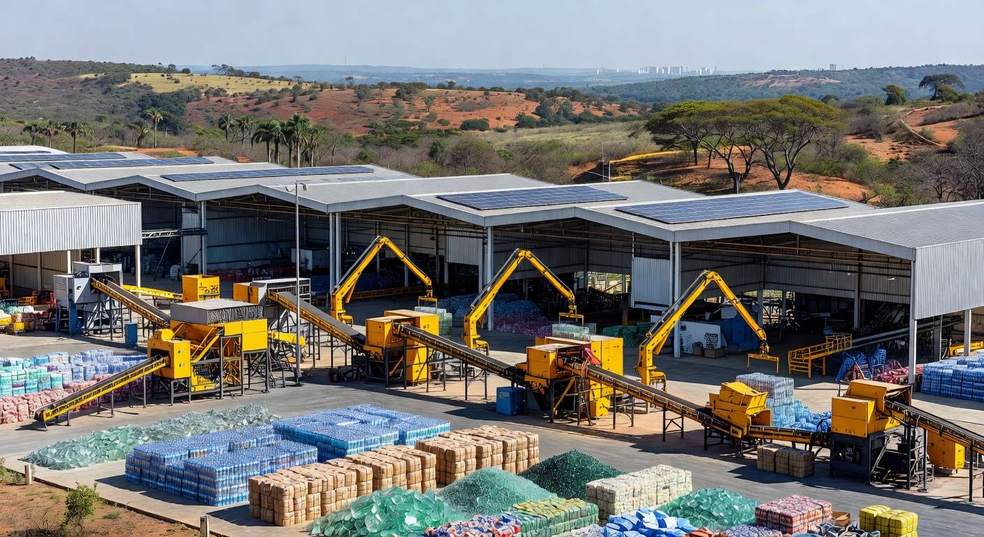 Usina de resíduos do SLU em Brasília durante visita técnica para capacitação em gestão sustentável pelo Instituto Brasília Ambiental.