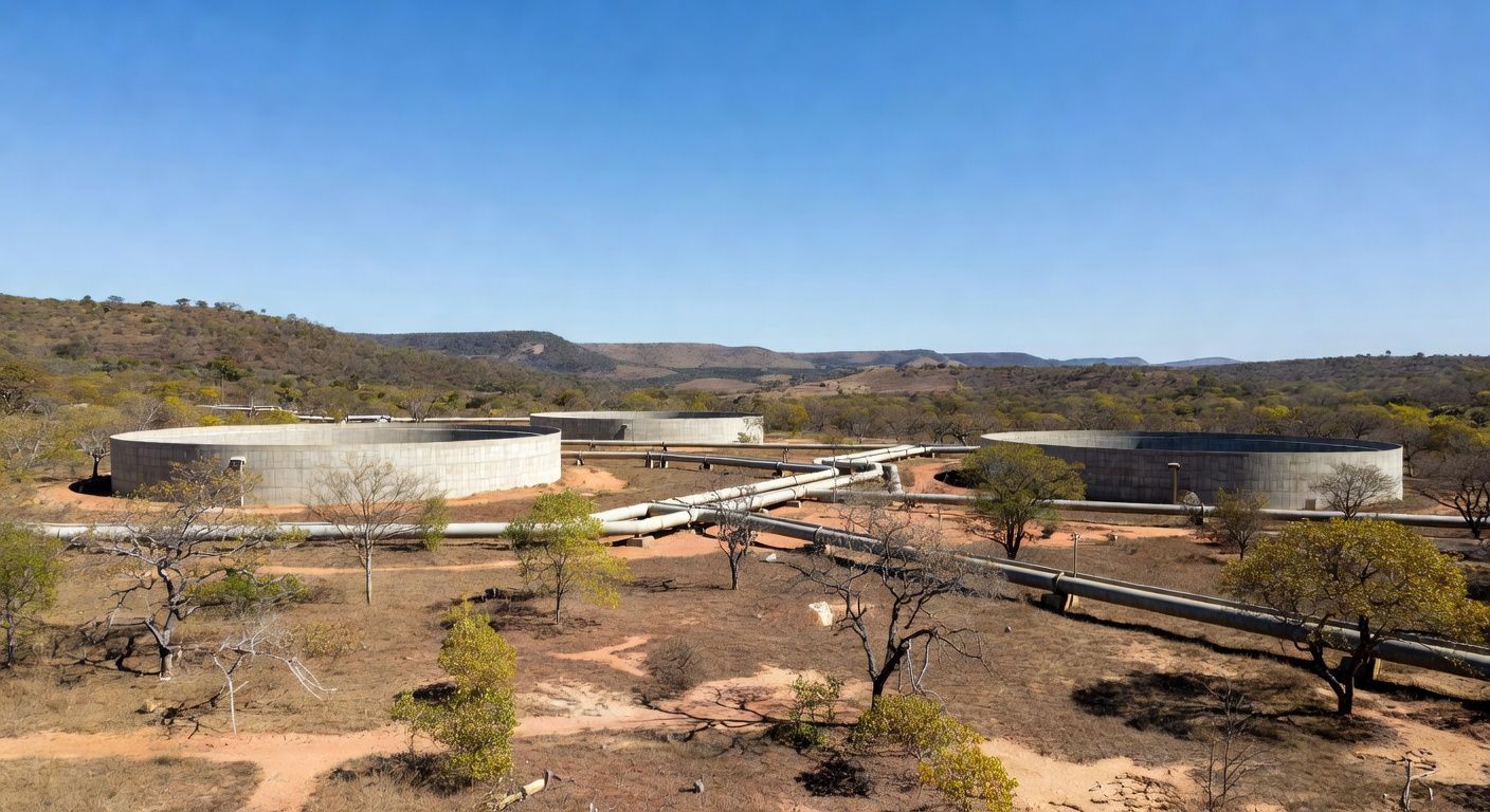 Reservatórios de água inaugurados em Sobradinho, com obras de saneamento no Distrito Federal, Brasil.
