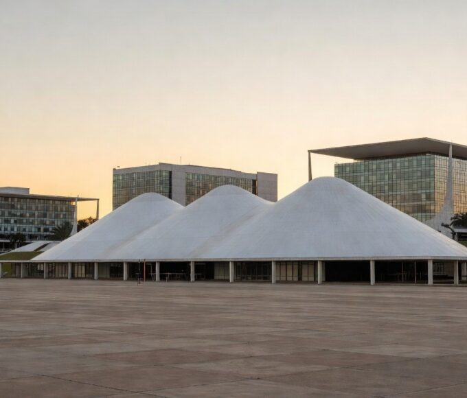 Congresso Nacional em Brasília ao pôr do sol, representando o 3º lugar no Ranking ICCA 2025