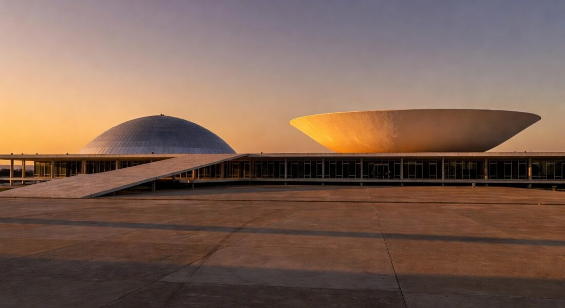 Vista do Congresso Nacional em Brasília simbolizando sucessão política e reações no MDB
