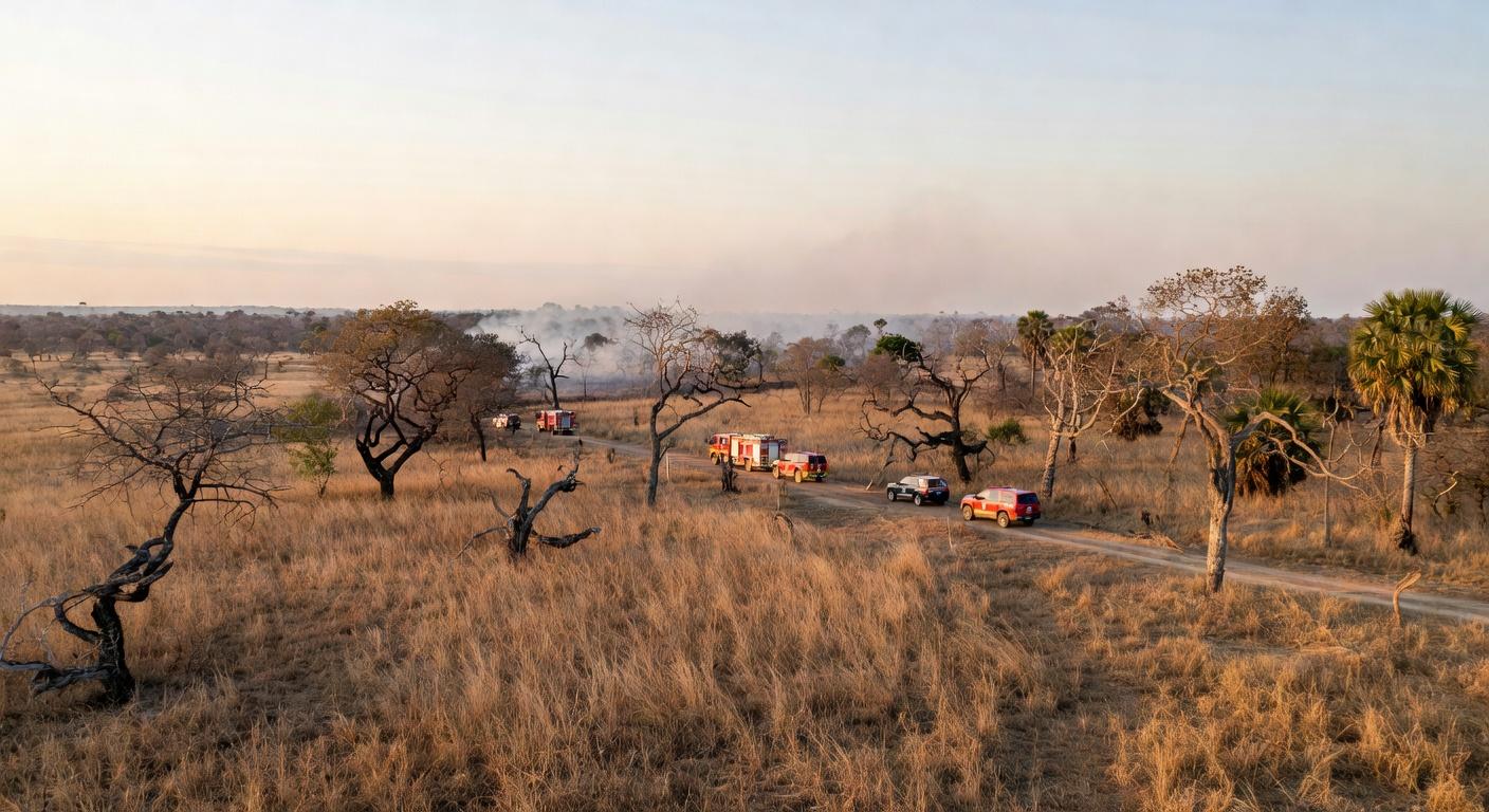 Paisagem do Cerrado com aceiros para prevenção de incêndios na Operação Verde Vivo