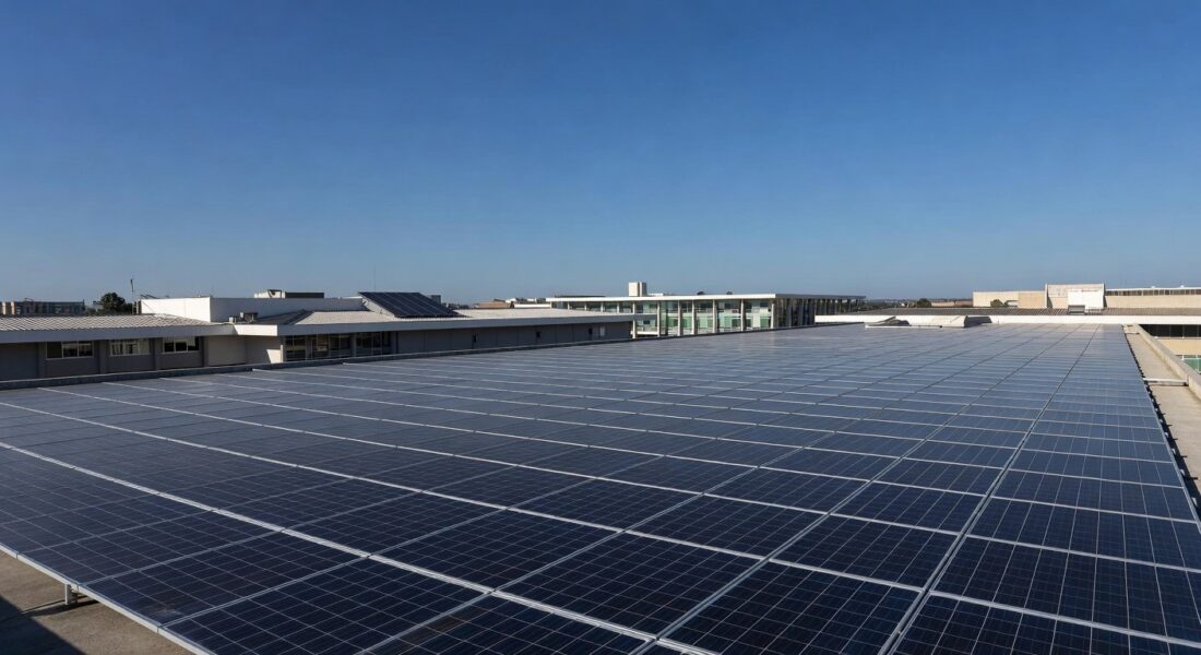 Painéis solares em telhados de Brasília representando parceria para energia renovável