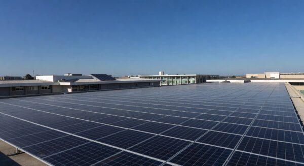 Painéis solares em telhados de Brasília representando parceria para energia renovável