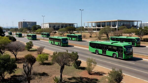 Ônibus elétricos circulando no transporte público de Brasília DF
