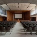 Auditório em Brasília para evento de prevenção a estelionato sentimental com idosos