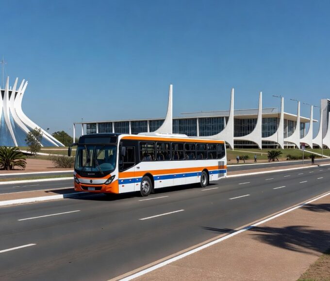 Ônibus vazio em terminal de Brasília representando desafios da Tarifa Zero para estudantes