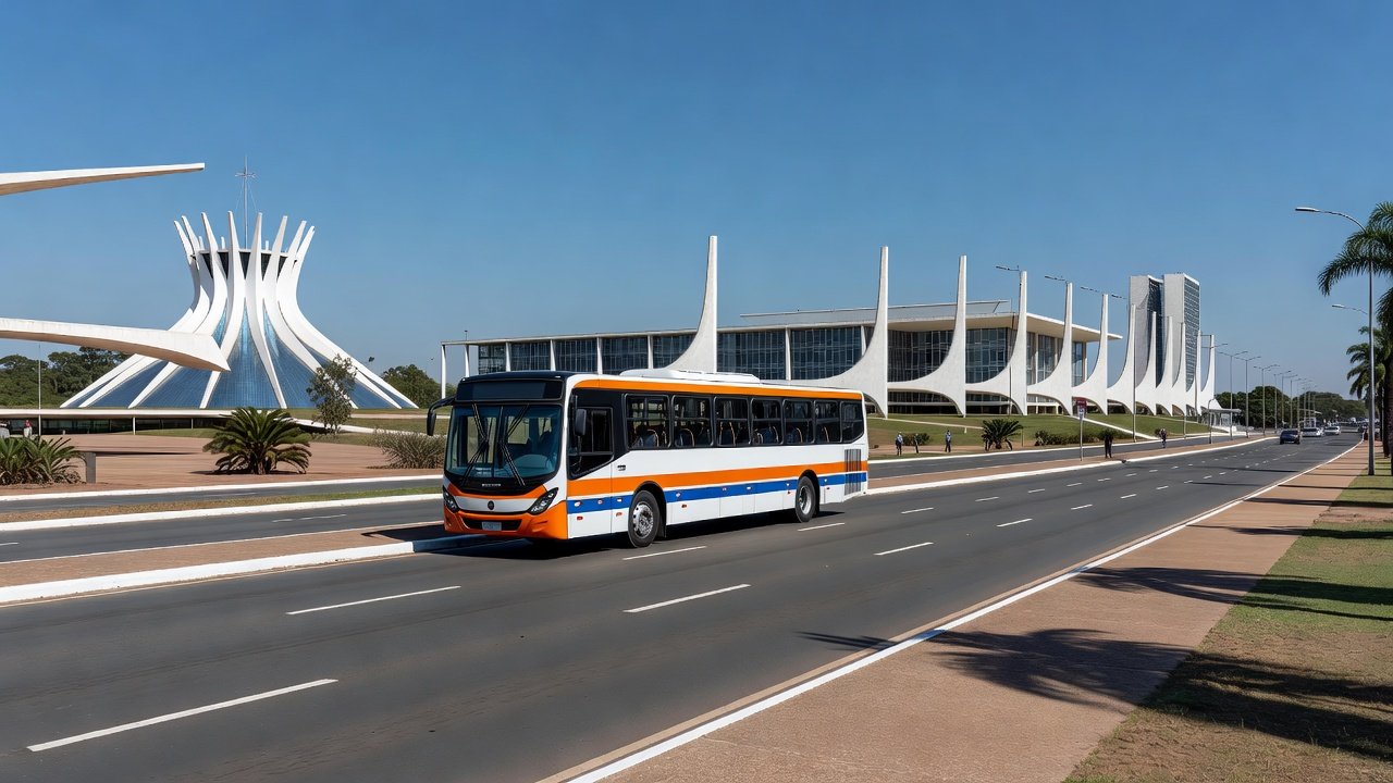 Ônibus vazio em terminal de Brasília representando desafios da Tarifa Zero para estudantes