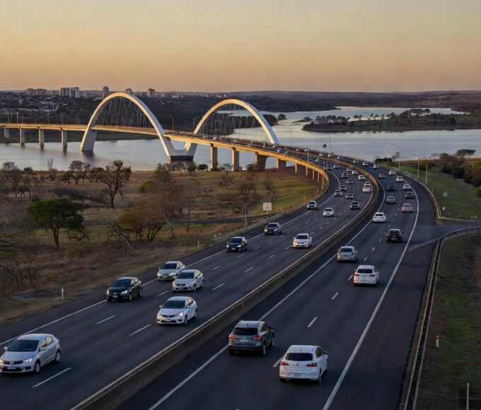 Via entre DF-004 e ponte JK com redução de velocidade em Brasília