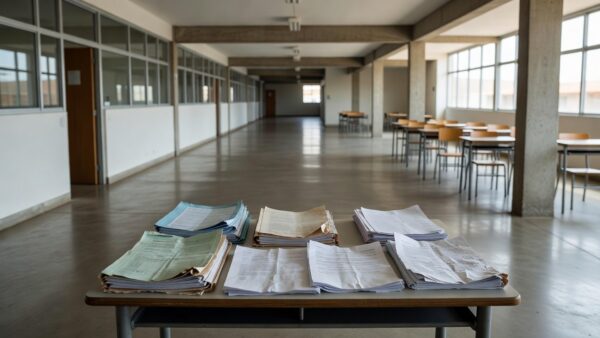 Escola pública no DF simbolizando perdas salariais de professores