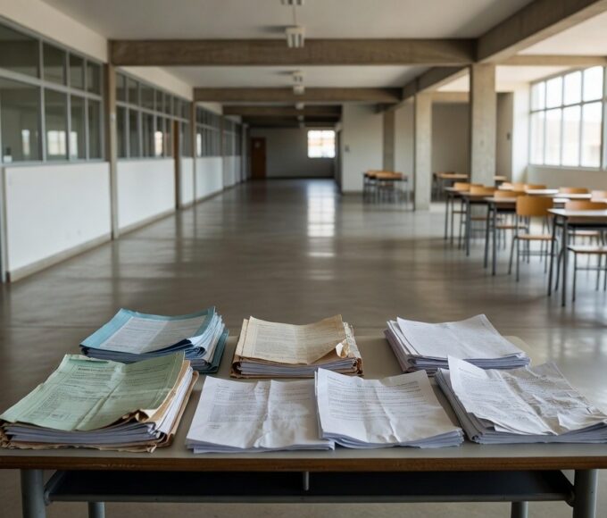 Escola pública no DF simbolizando perdas salariais de professores