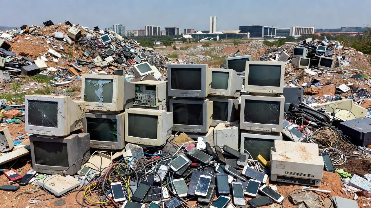 Lixo eletrônico contaminando solo e água no Distrito Federal