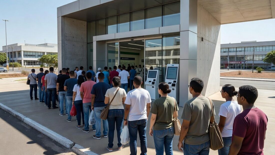 Fila extensa de pacientes na Farmácia de Alto Custo do DF