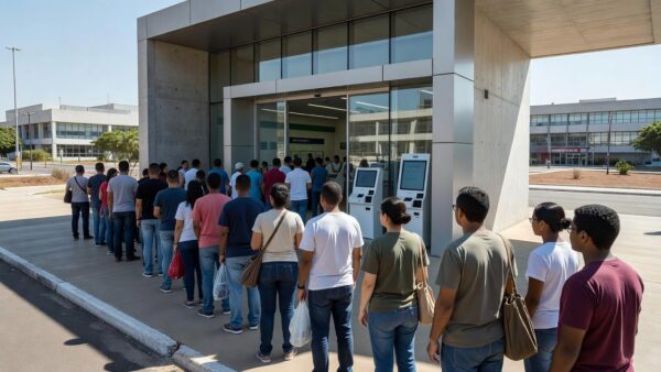 Fila extensa de pacientes na Farmácia de Alto Custo do DF