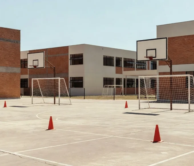 Quadra esportiva em escola do Distrito Federal para aulas de Educação Física