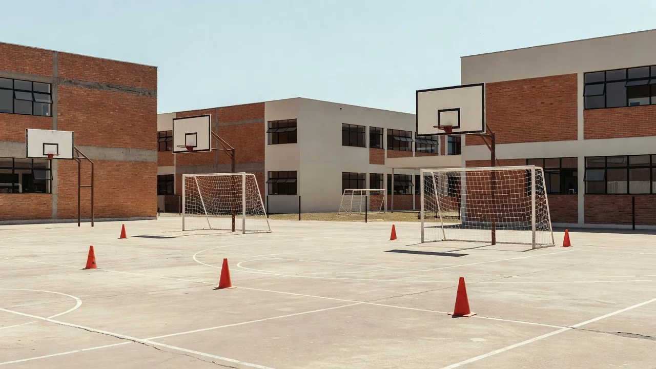 Quadra esportiva em escola do Distrito Federal para aulas de Educação Física