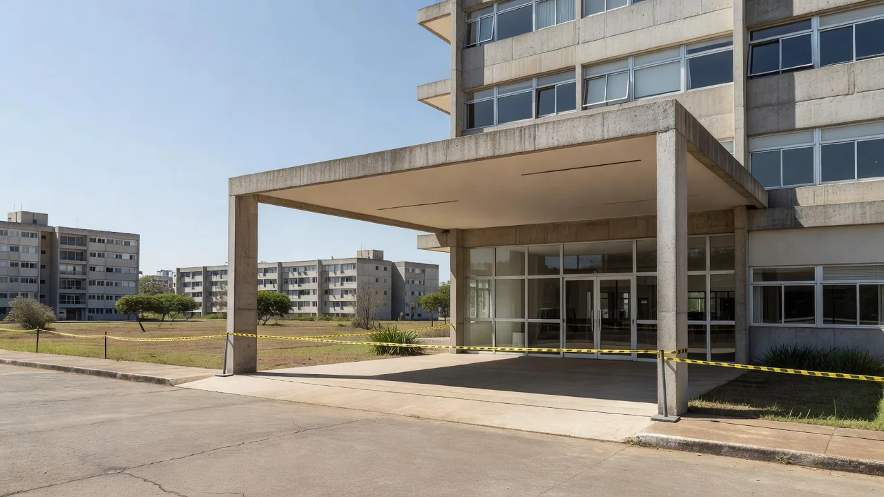 Fachada de prédio residencial em Brasília após invasão e refém