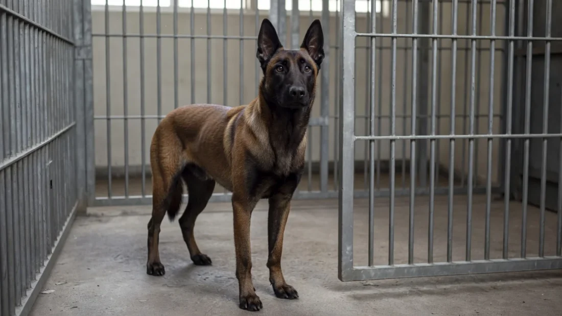 Cão malinois em canil do Senado Federal