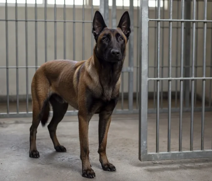 Cão malinois em canil do Senado Federal