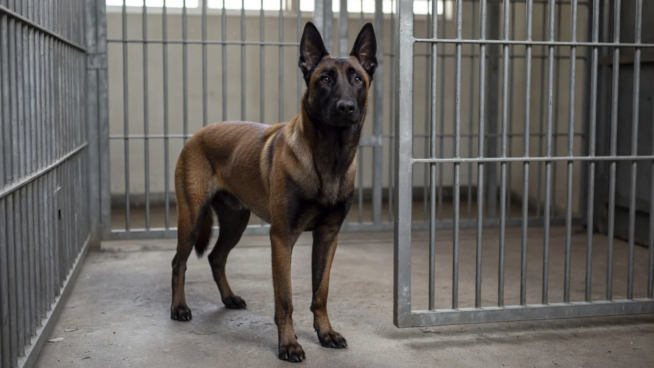 Cão malinois em canil do Senado Federal
