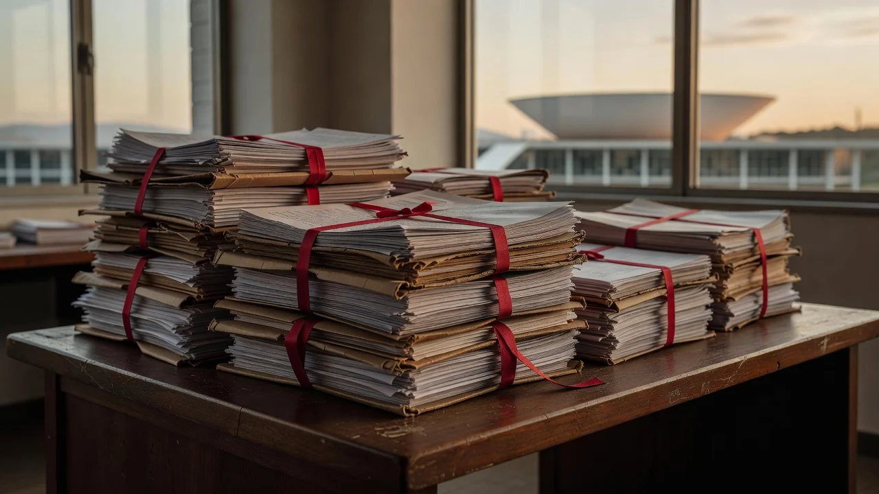Congresso Nacional em Brasília com documentos do PPA