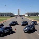 Viaturas da PMDF em esquema de segurança para o Desfile de 7 de Setembro em Brasília