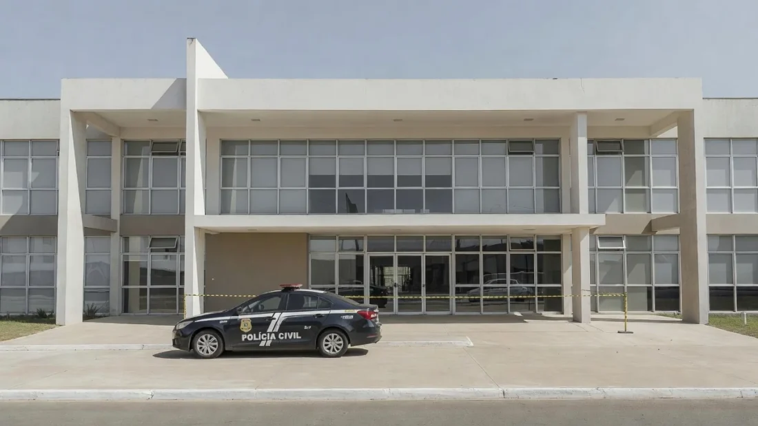 Fachada de estabelecimento fechado pela Polícia Civil na Asa Norte, Brasília