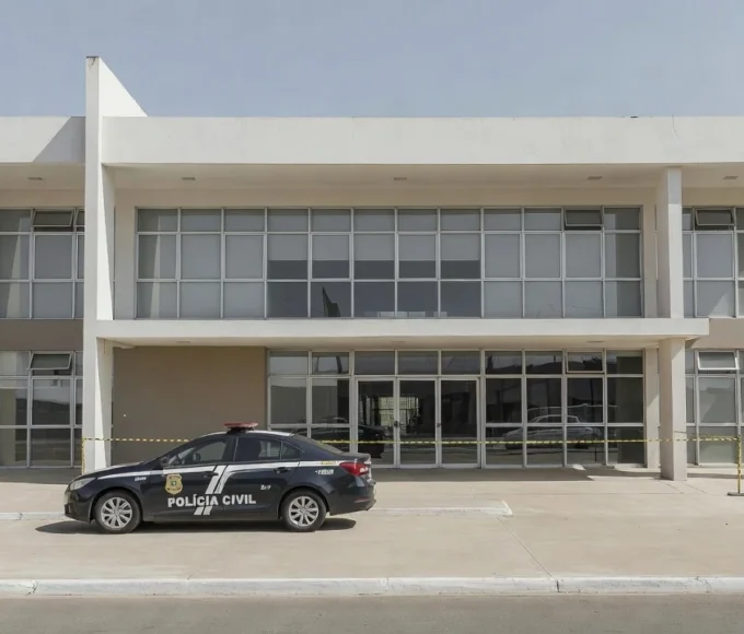 Fachada de estabelecimento fechado pela Polícia Civil na Asa Norte, Brasília