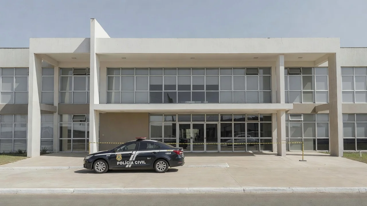 Fachada de estabelecimento fechado pela Polícia Civil na Asa Norte, Brasília