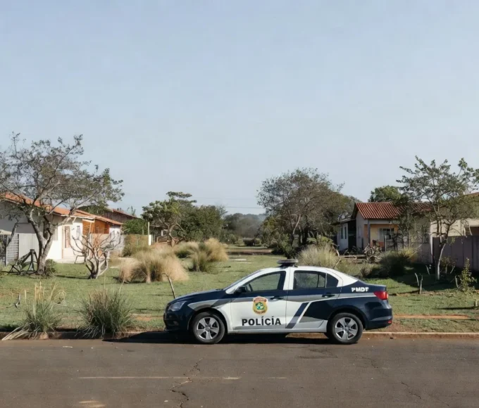 Viatura da PMDF no Recanto das Emas em operação contra foragidos por estupro e violência doméstica