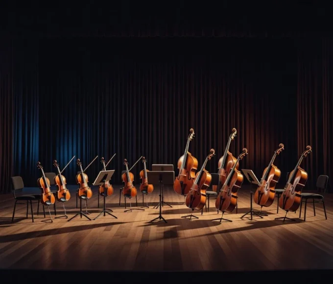 Palco do Teatro Nacional de Brasília preparado para concerto da Orquestra Sinfônica do DF